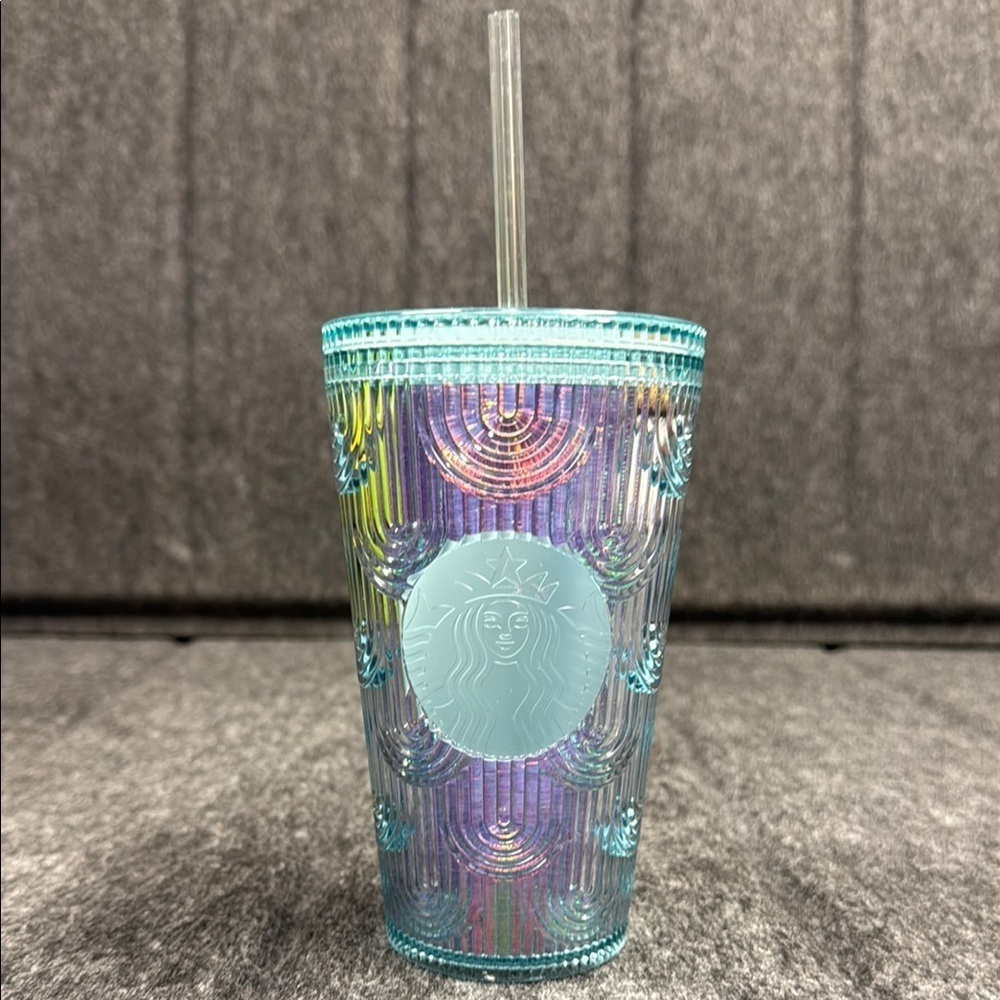 Starbucks Holographic Blue Tumbler with Clear Straw